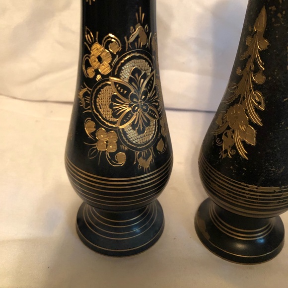 Black and brass vintage vases 3 - Picture 6 of 12